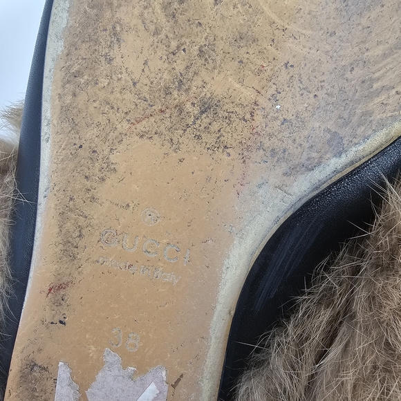 Gucci 2015 Re-Edition Princeton Leather Wool Lined Mule Slipper Black Size 38 - Picture 8 of 11